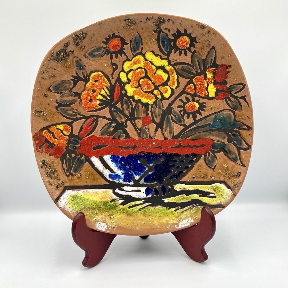 Anthropologie 12" Floral‎ Decorative Platter Made In Italy by Alvino Bagni